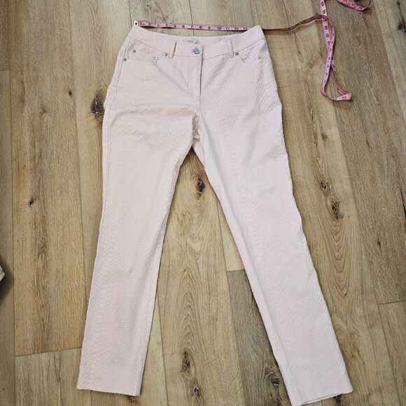Jeans Womens 10 Mid Rise Pink Snakeskin Textured Straight Edgy Pastel Mermaid - Picture 1 of 6